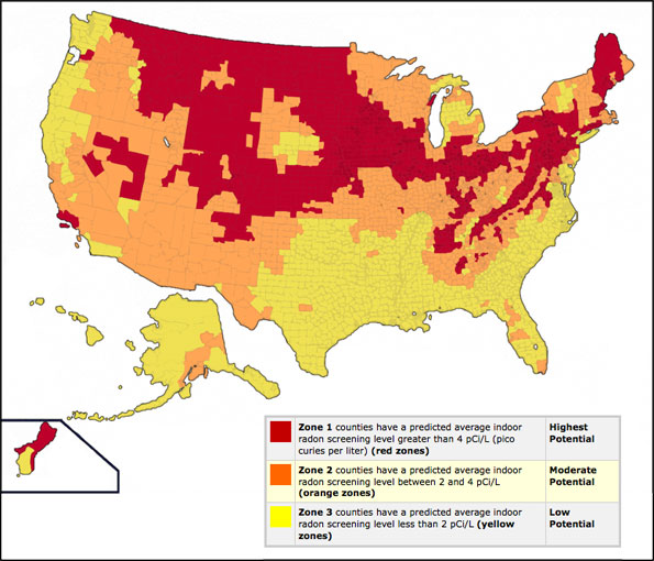 What illness does radon gas cause?